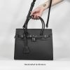(Pre-oder 20 days|Hàng đặt trước 20 ngày) BIRKIN SELLIER STYLE | Leather Top-handle Crossbody bag size 30 with Silver hardware in Black  – Túi da dáng Birkin Sellier size 30 quai xách tay đeo chéo khóa bạc màu đen