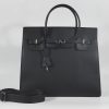 (Pre-oder 20 days|Hàng đặt trước 20 ngày) Oversize BIRKIN SELLIER STYLE | Leather Top-handle Crossbody bag with Silver hardware in Black – Túi da dáng Birkin Sellier kích thước lớn quai xách tay đeo chéo khóa bạc màu đen