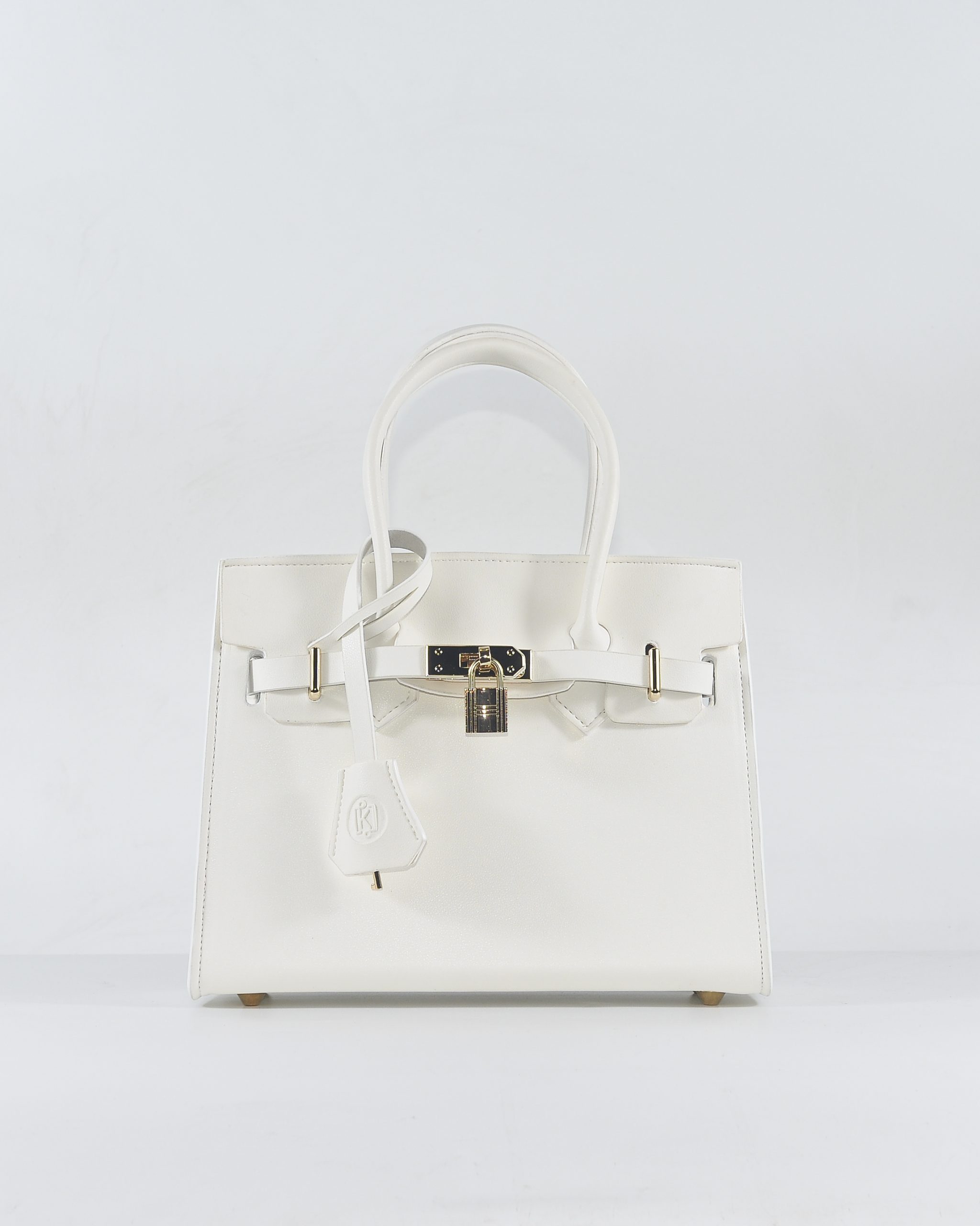 (In Stock|Có sẵn) BIRKIN SELLIER STYLE | Leather Top-handle Crossbody bag size 25 with Gold hardware in White – Túi da dáng Birkin Sellier size 26 quai xách tay đeo chéo khóa vàng màu trắng