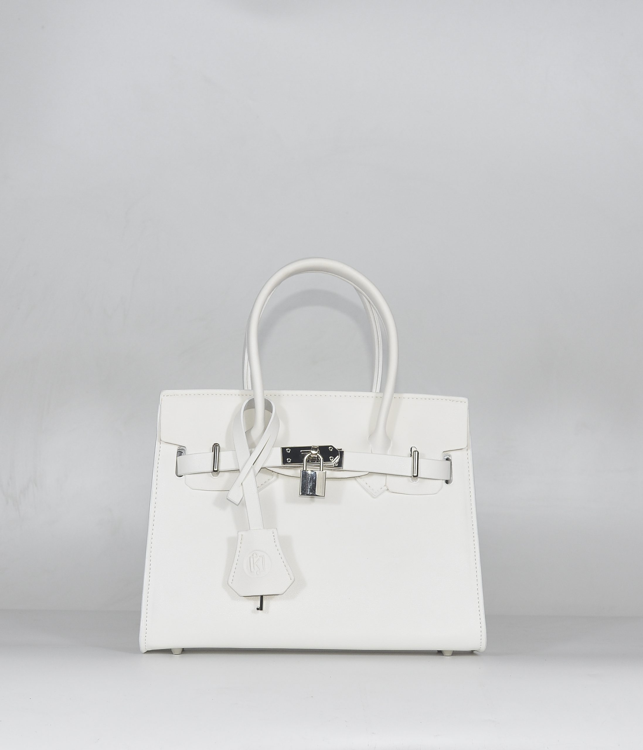 (In stock|Có sẵn) BIRKIN SELLIER STYLE | Leather Top-handle Crossbody bag size 25 with Silver hardware in White – Túi da dáng Birkin Sellier size 26 quai xách tay đeo chéo khóa bạc màu trắng